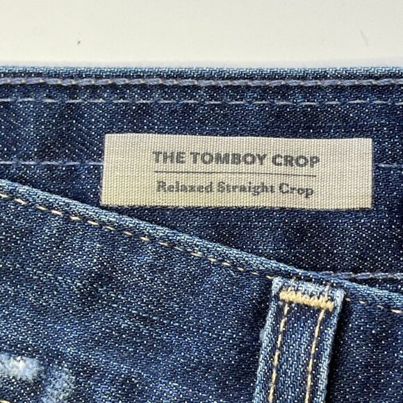 Anthropologie AG Adriano‎ Goldschmied Tomboy Cropped Jeans, Dark Wash, Size 26 - Picture 3 of 13